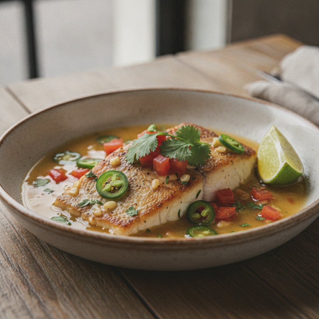 Skillet Fish Fillet in Garlic Sauce (Low-Calorie)