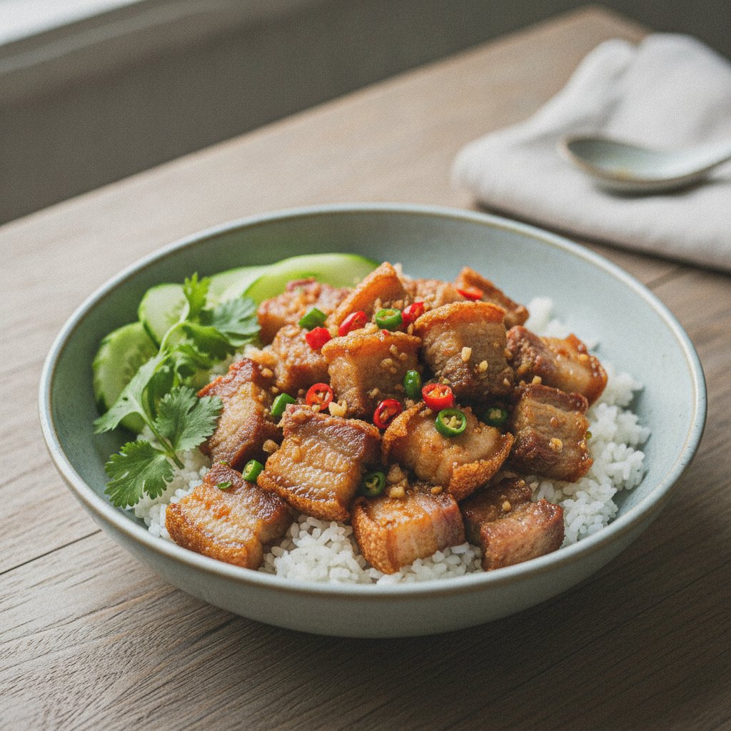 Crispy Pork Belly Rice (Low-Calorie)