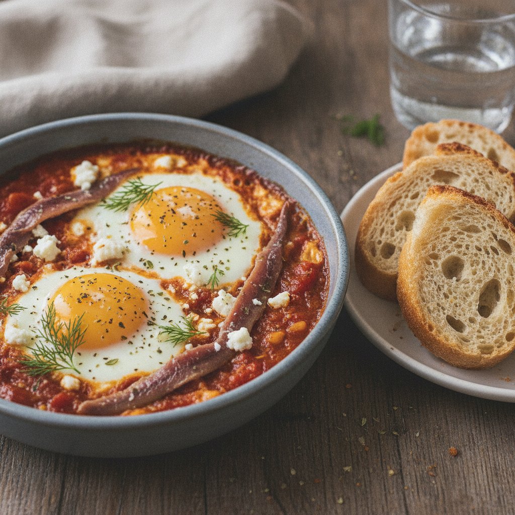 Anchovy and Herb Baked Eggs
