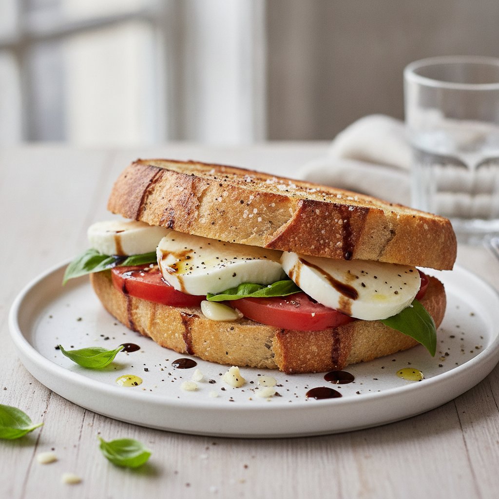 Fresh Cheese and Tomato Sandwich