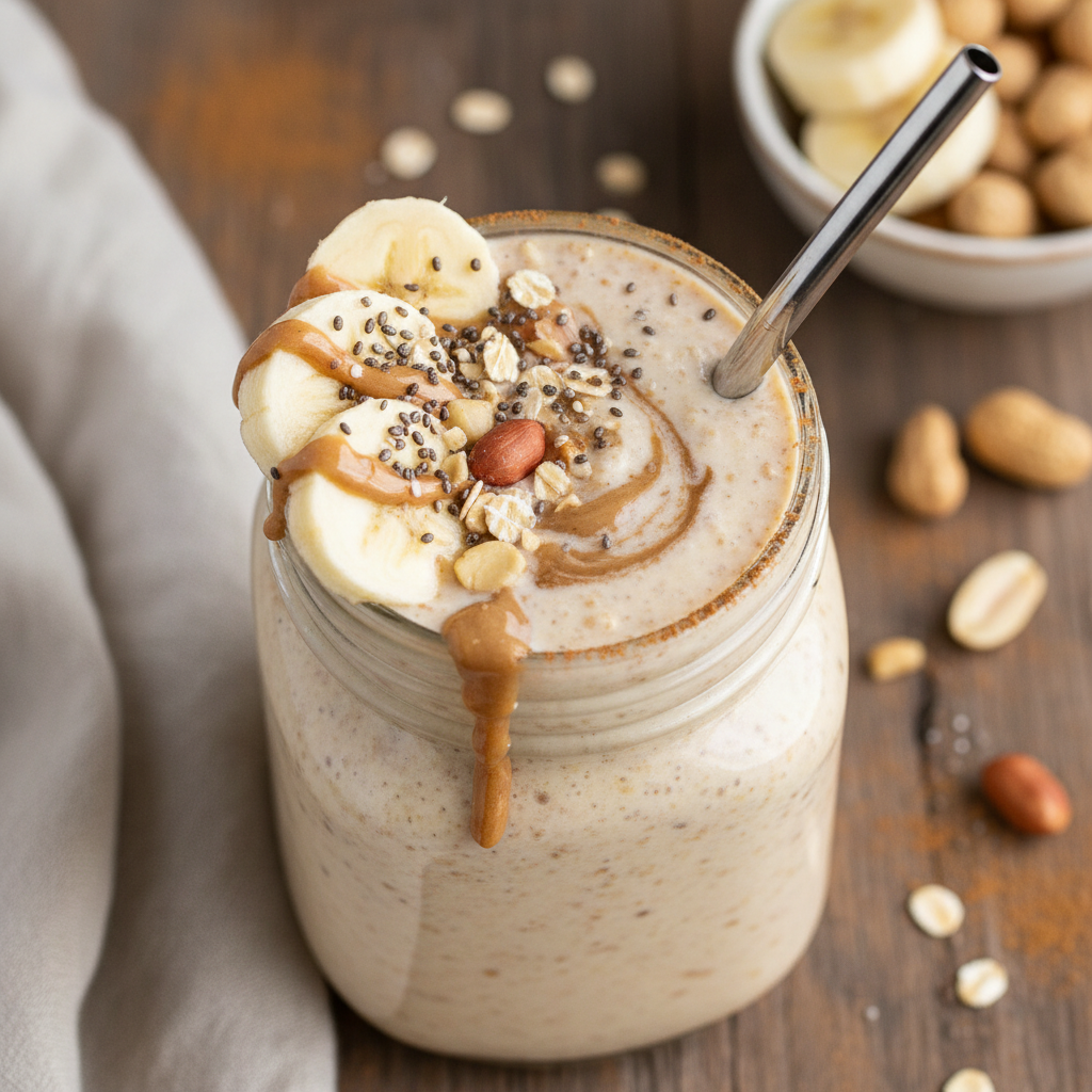 Banana Peanut Butter Oat Smoothie