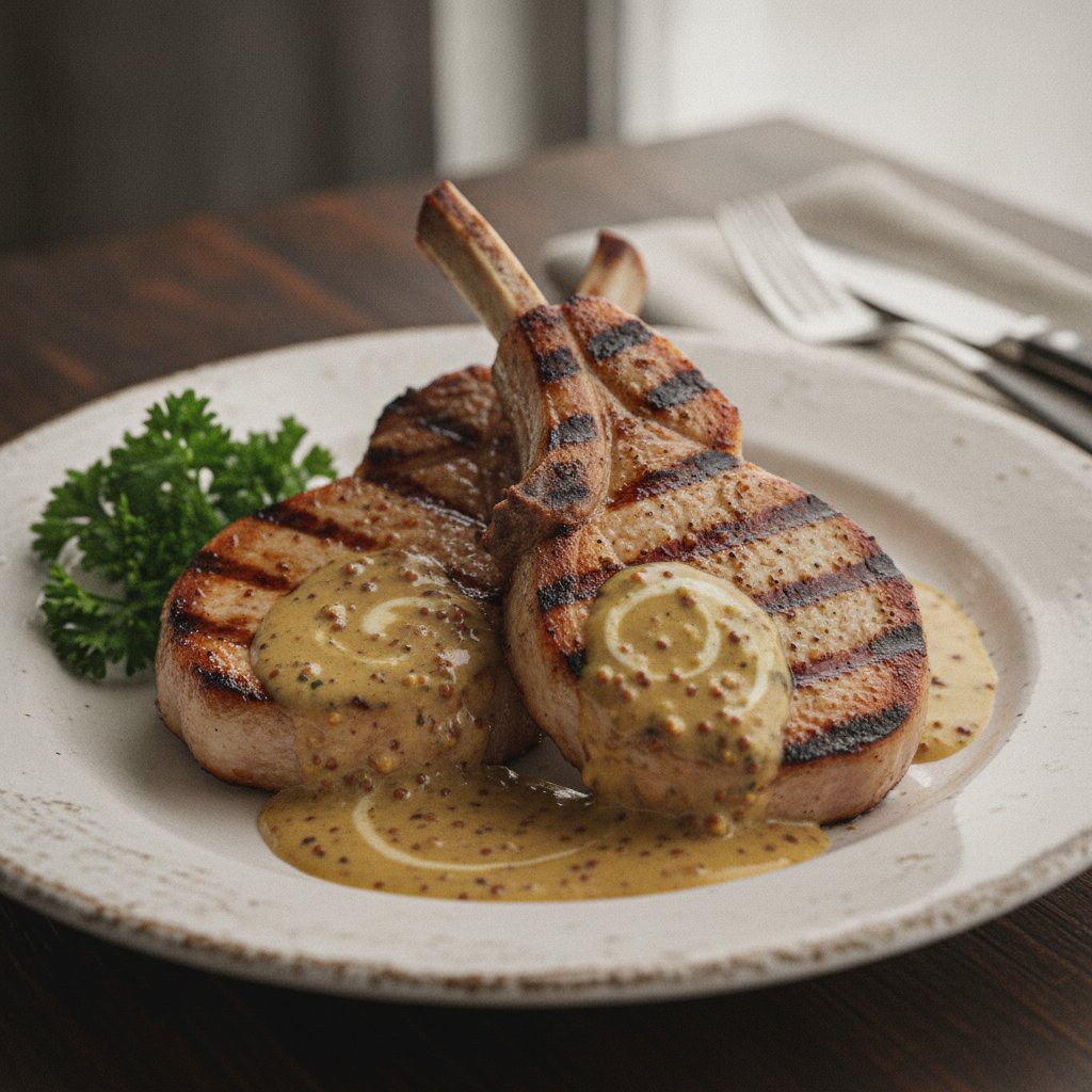 Grilled Pork Chops with Mustard