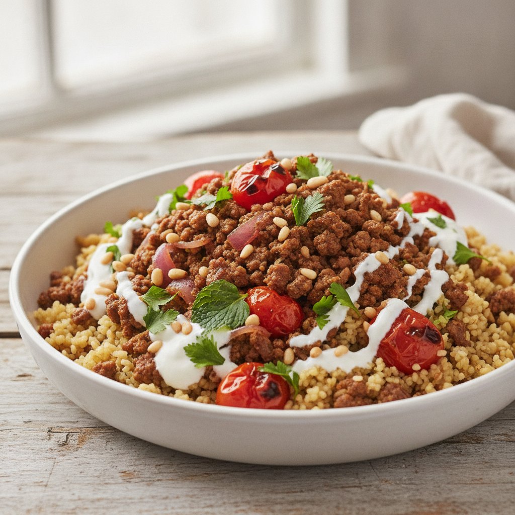 Bulgur Bowl with Spiced Lamb