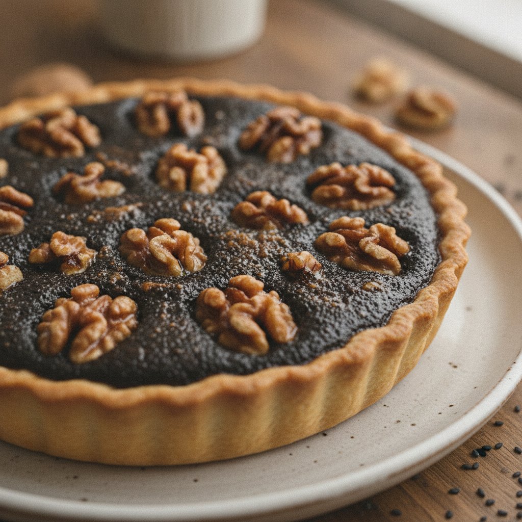 Sweet Black Sesame Walnut Pie