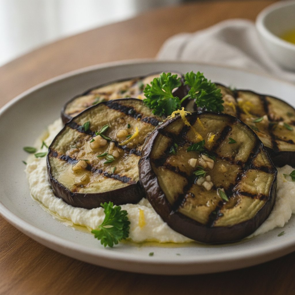 Grilled Eggplant with Garlic and Herbs (Dairy-Free)
