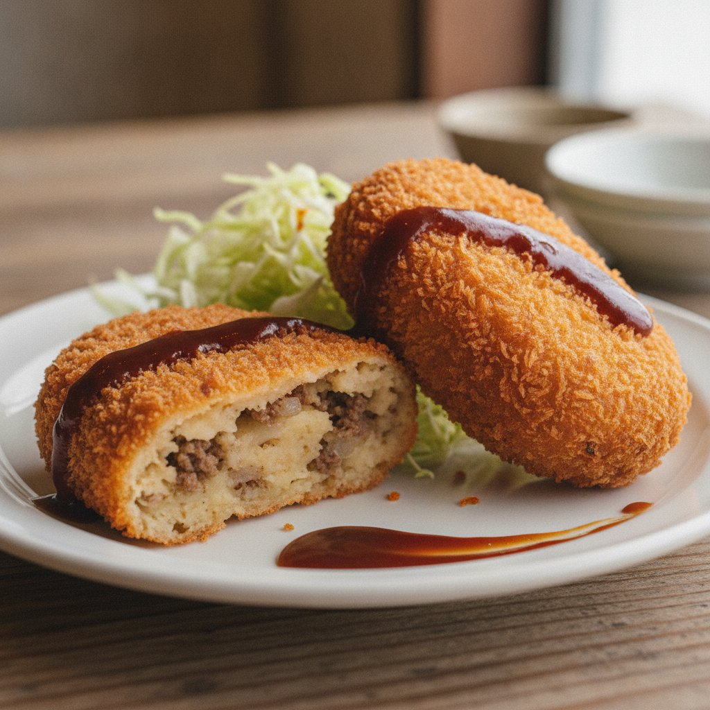 Fried Potato and Meat Croquette