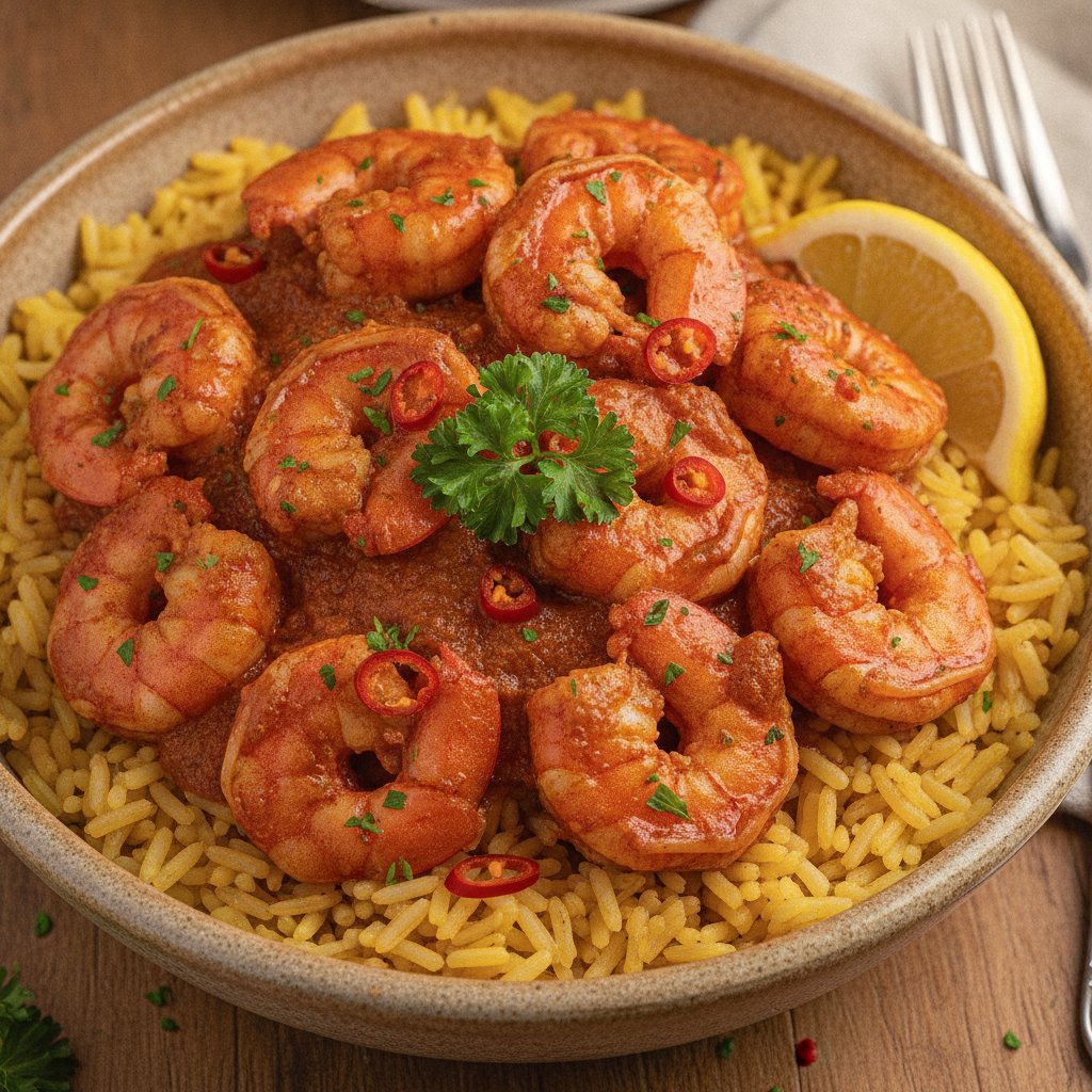 Rice with Shrimp and Spiced Tomato Sauce