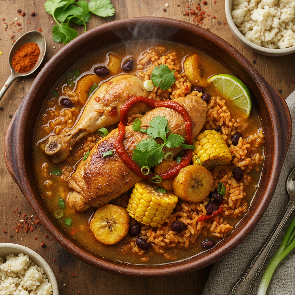 Spiced Tomato Rice & Chicken Broth Bowl - Jollof Sancocho