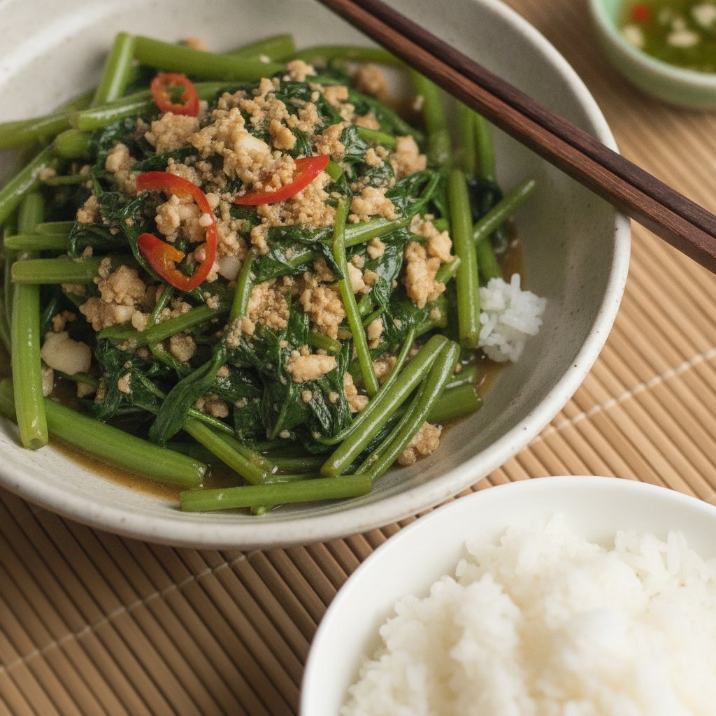 Stir Fried Water Spinach With Fermented Bean Curd