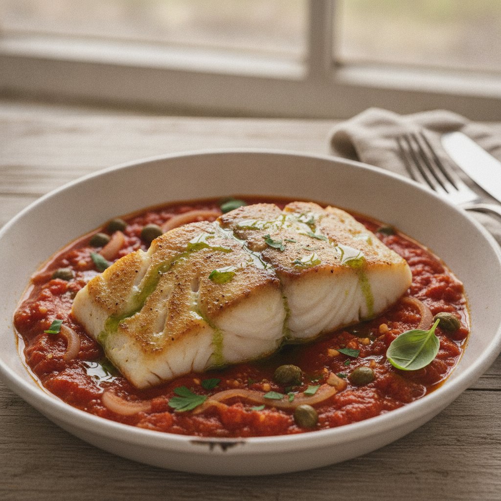 Cod Steak in Tomato Sauce