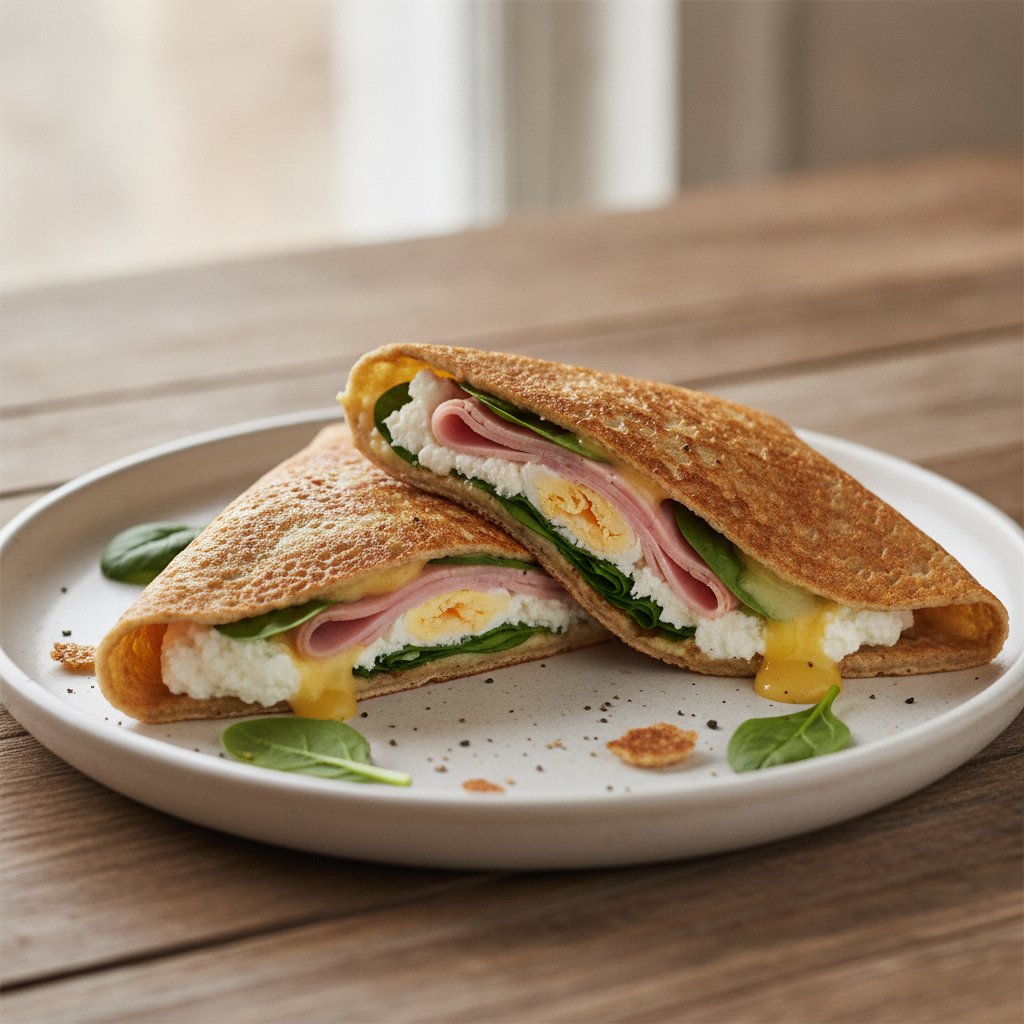 Ham and Cheese Crepe Wrap (High-Protein)