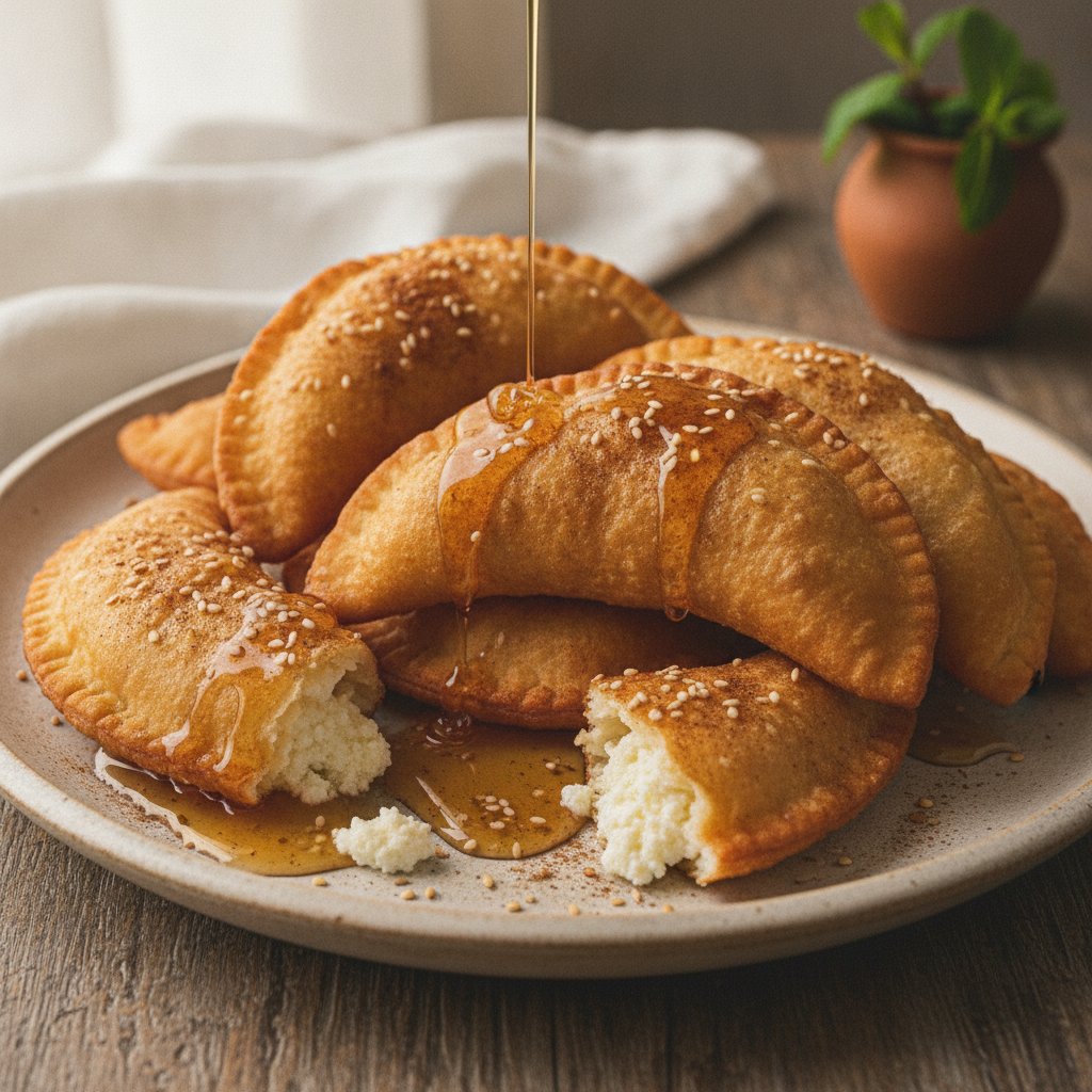 Fried Sweet Cheese Pastries with Honey