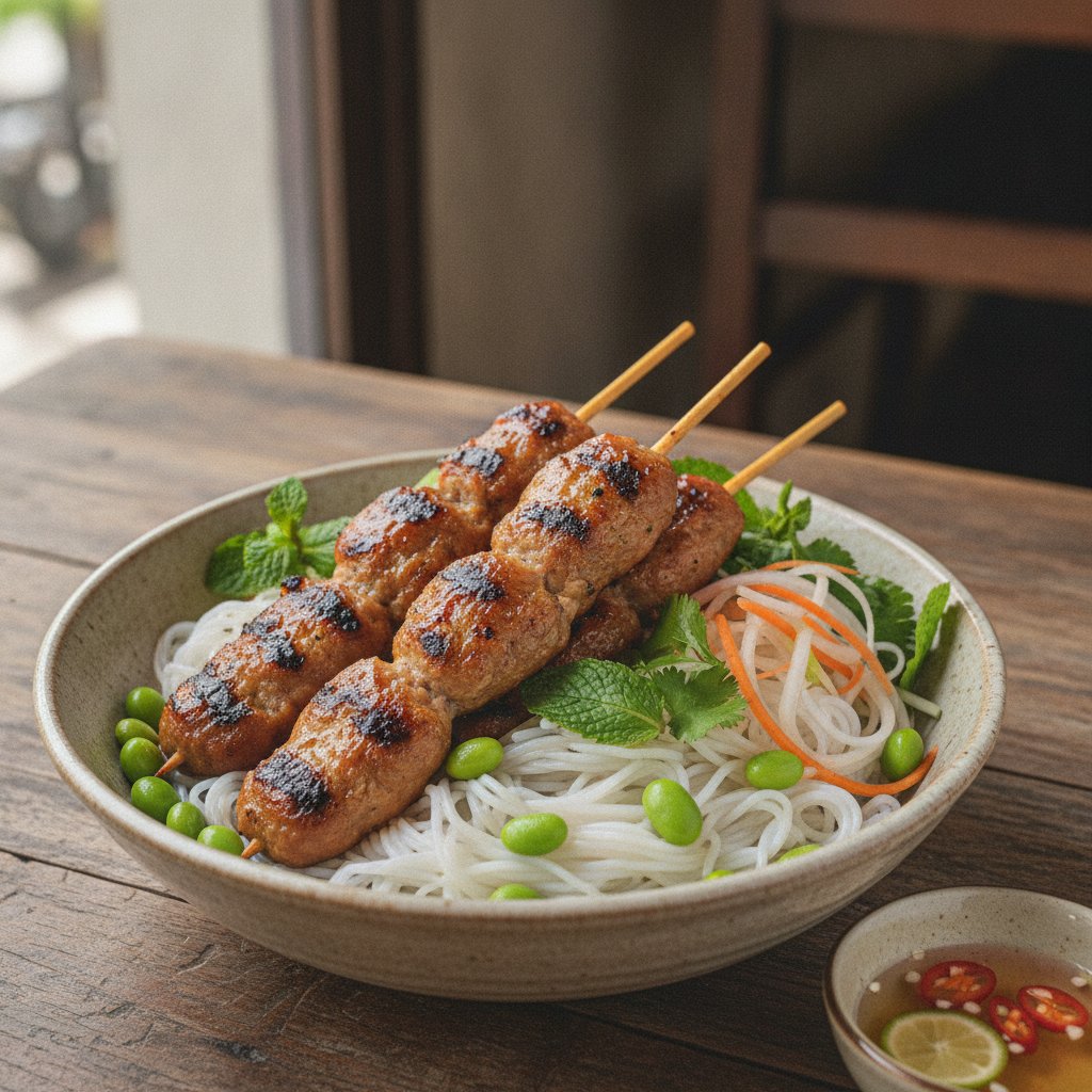 Grilled Pork Patties with Noodles (High-Protein)