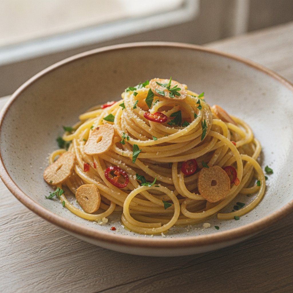 Garlic and Oil Noodles (Low-Calorie)