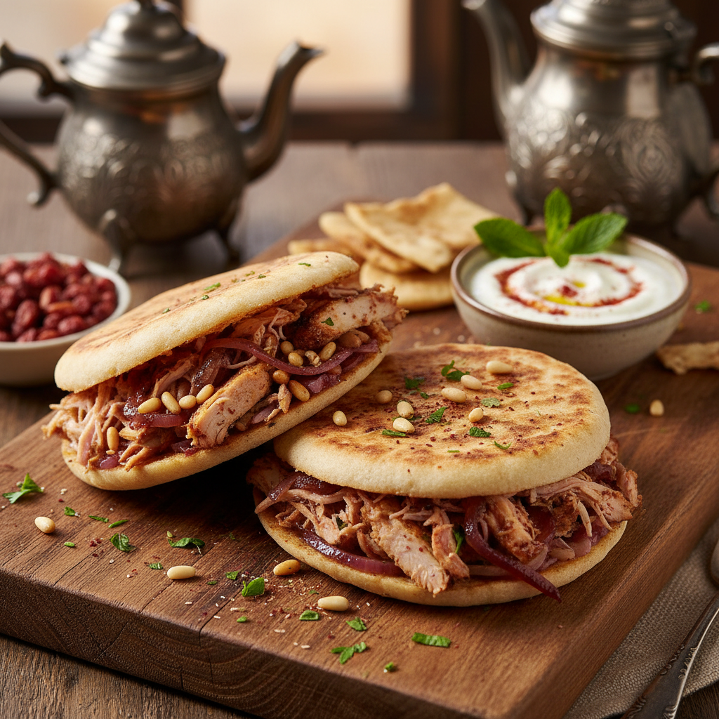 Sumac Chicken Flatbread Sandwich — Chicken Musakhan Sandwich
