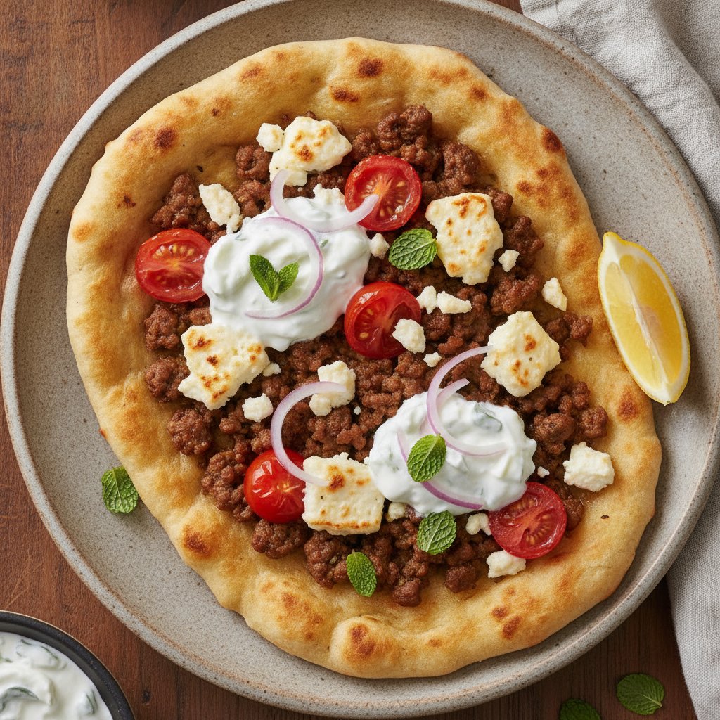 Spiced Lamb Flatbread Bake