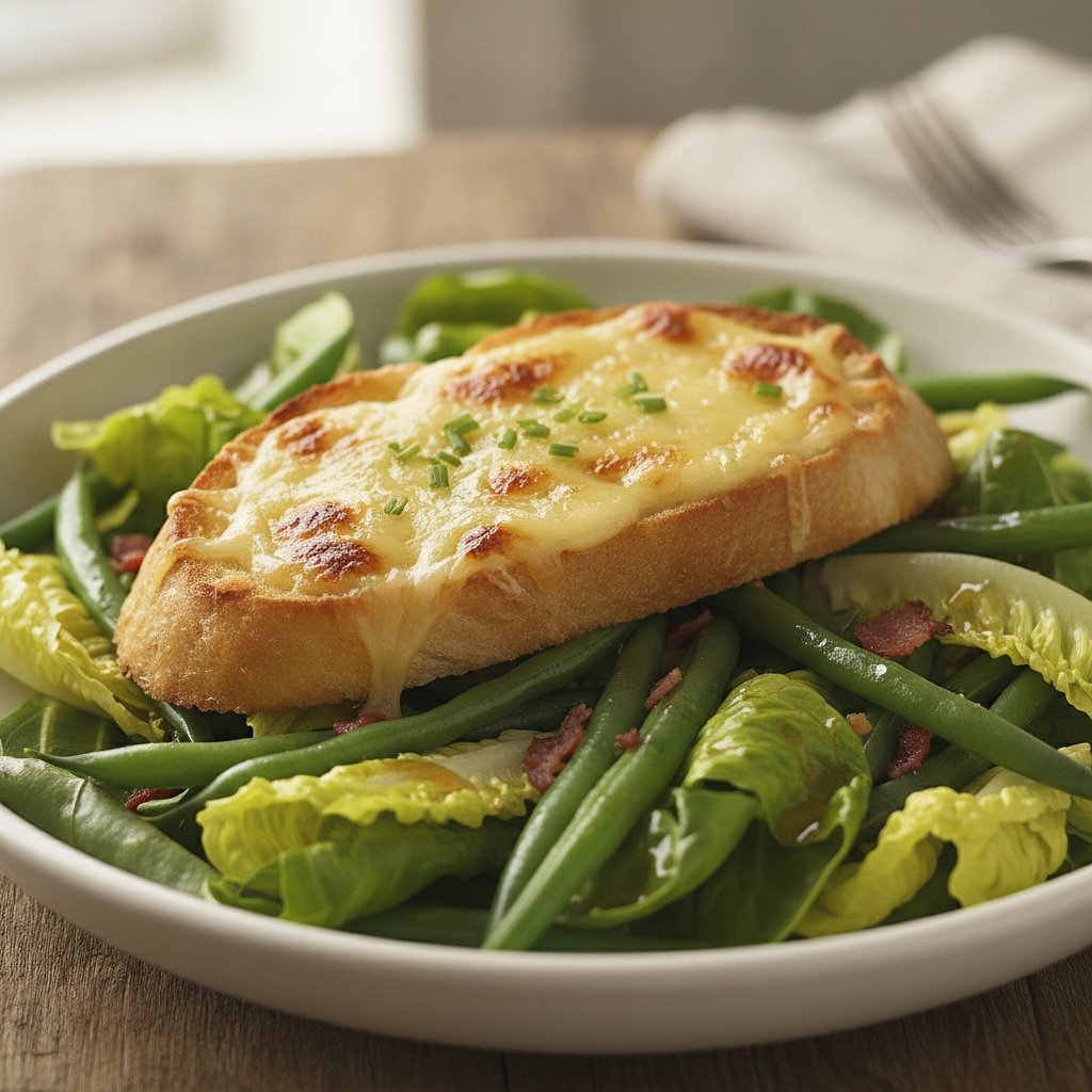 Green Salad with Melted Cheese Toast (Low-Calorie)