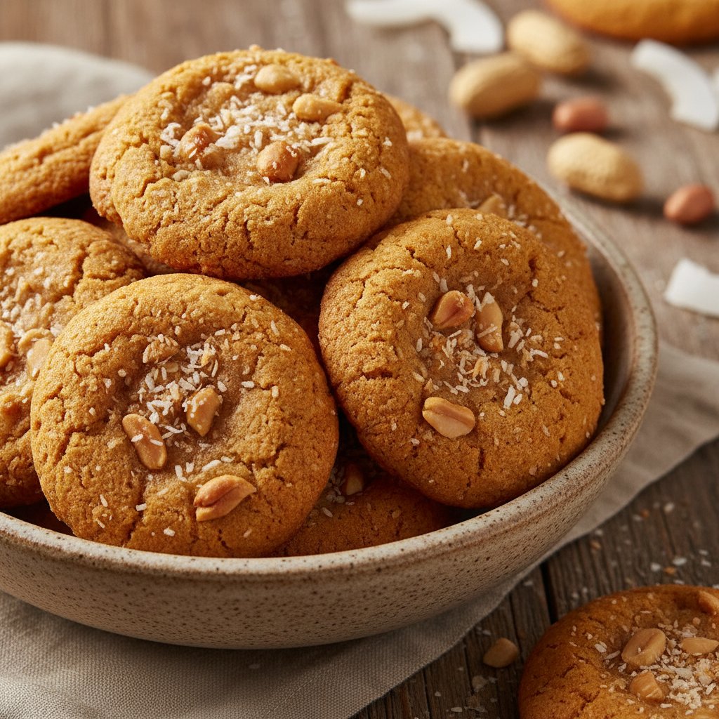 Coconut Peanut Crisp Cookies