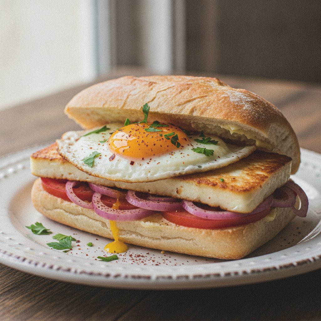 Fried Egg and Sausage Sandwich