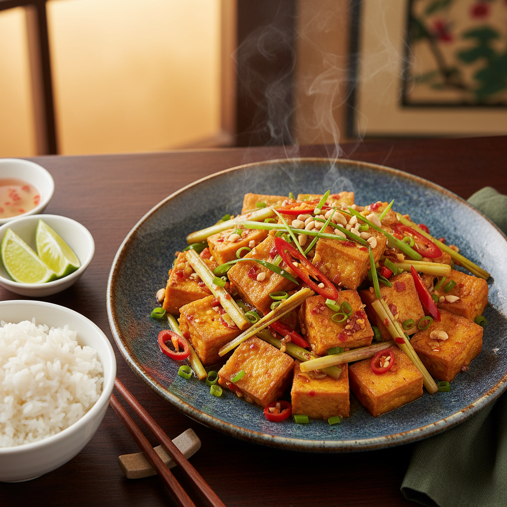 Spicy Lemongrass Chili Tofu — Dau Hu Xao Sa Ot