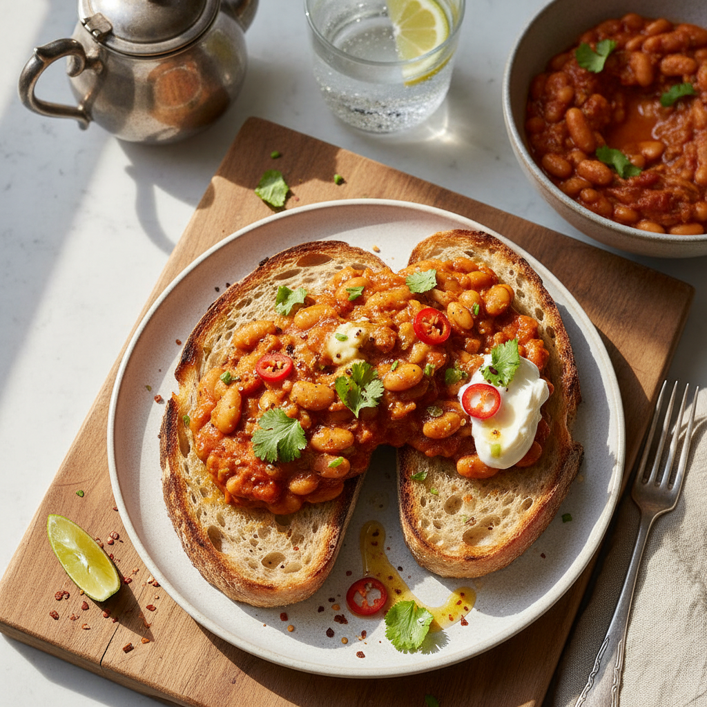 Karahi Butter Beans on Sourdough Brunch