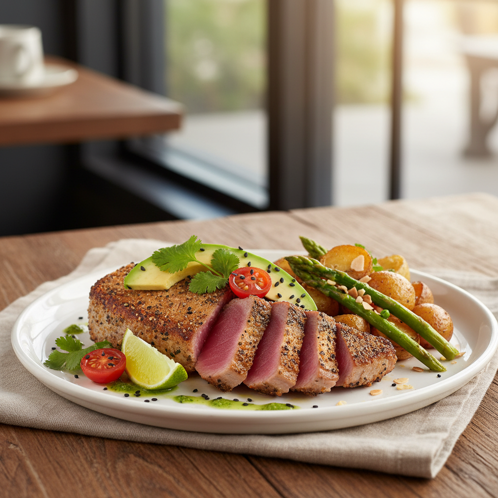 California Pan-Seared Tuna Steak Plate