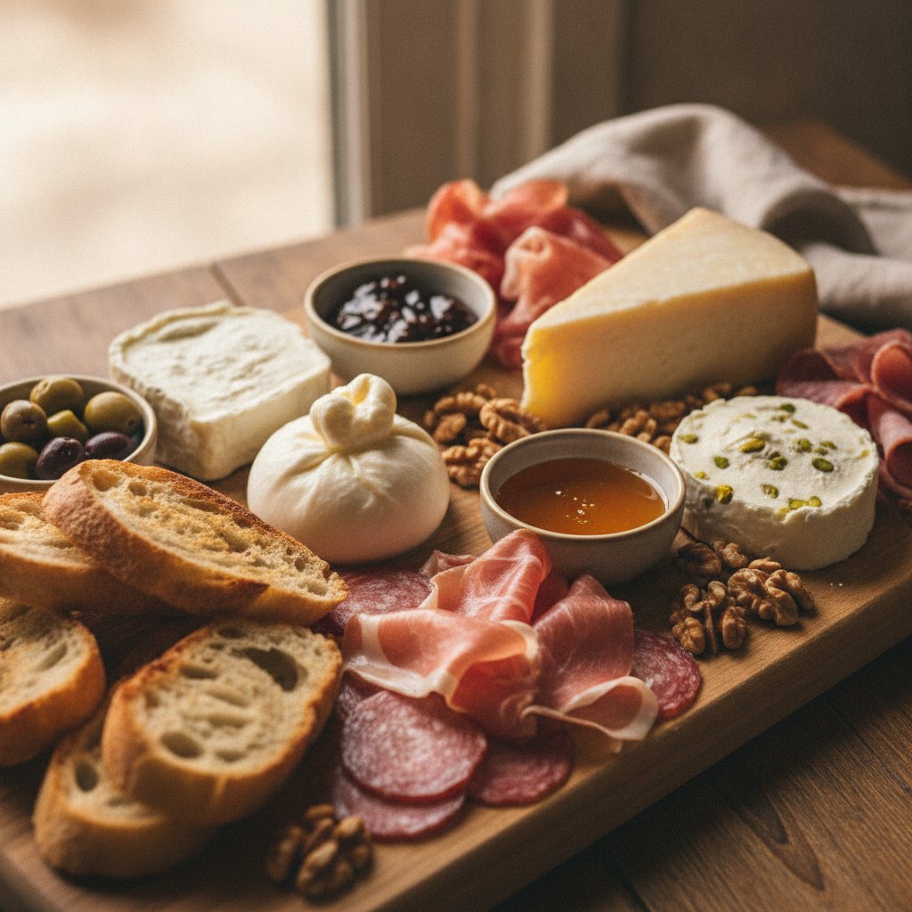 Three Cheese and Meat Board
