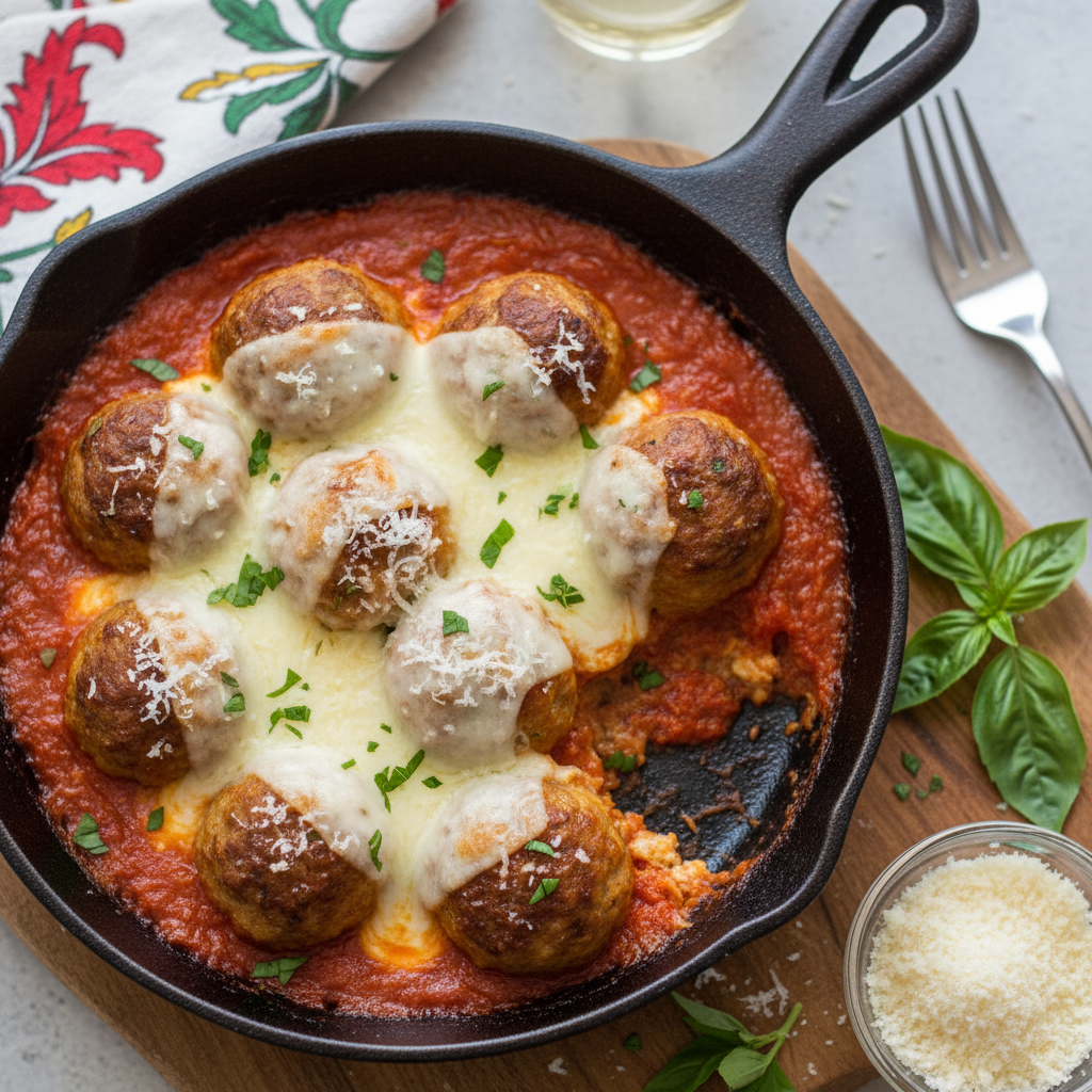 Baked Chicken Parmesan Meatballs