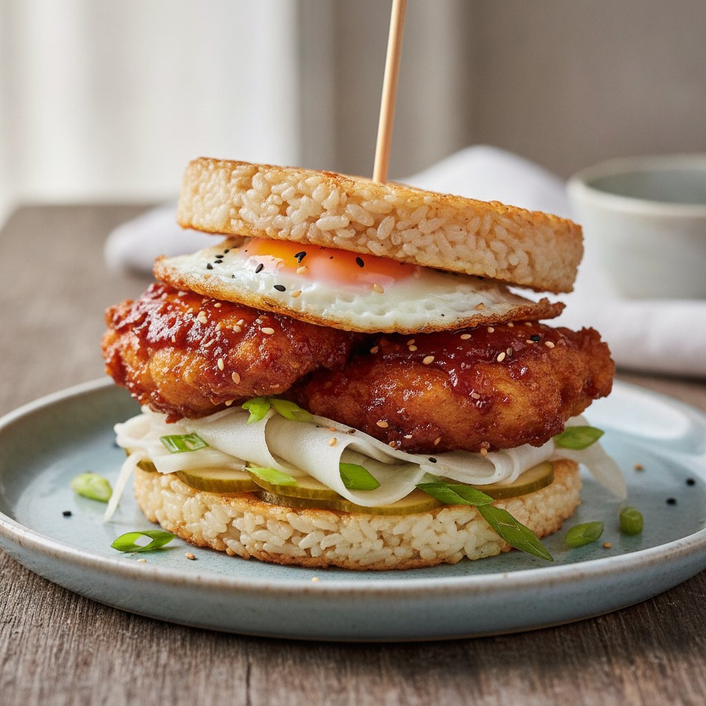 Crispy Fried Chicken Rice Sandwich (High-Protein)