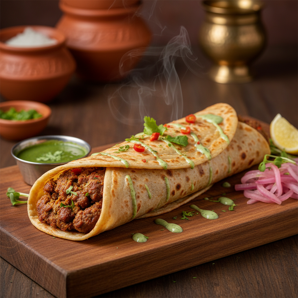 Lamb Galouti Paratha Roll