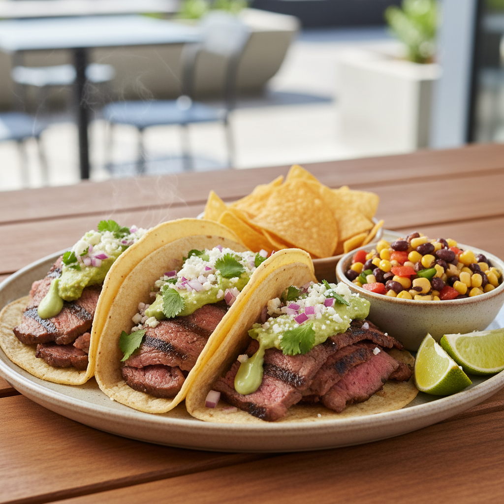 California Grilled Skirt Steak Tacos Plate