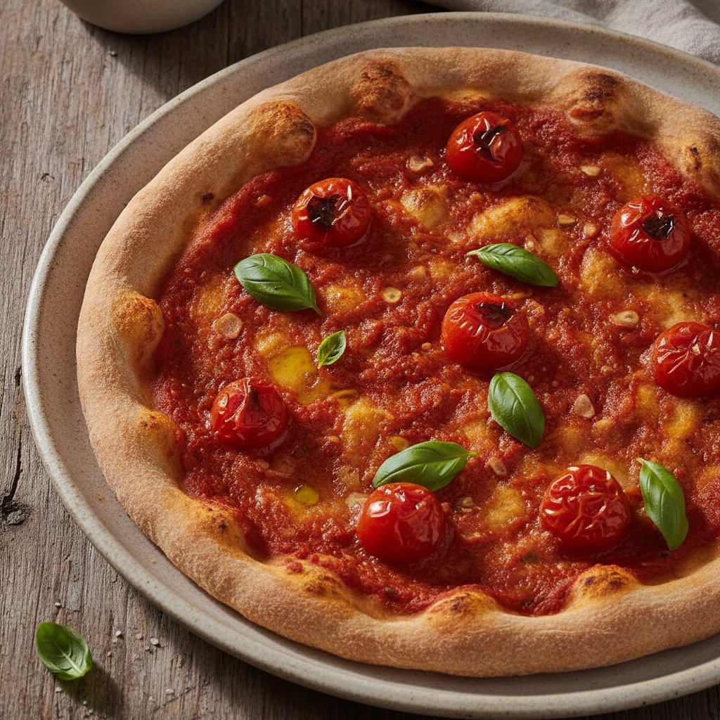 Garlic Tomato Pizza Without Cheese (Low-Calorie)