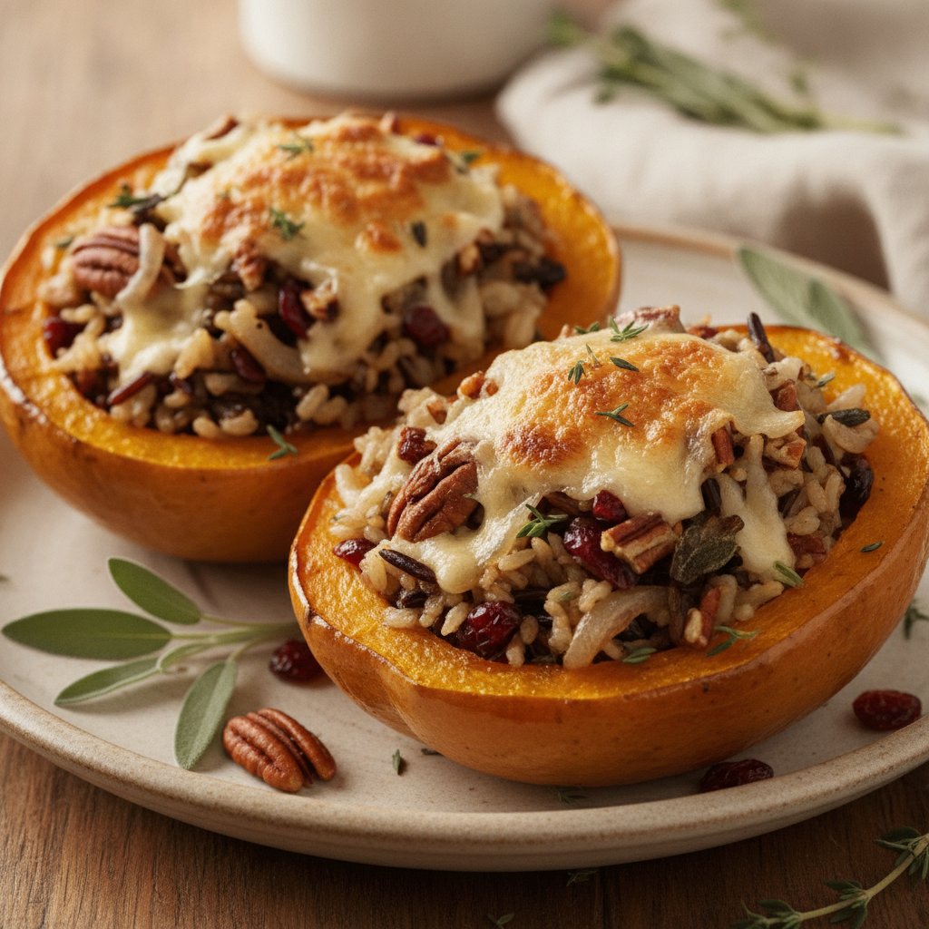Roasted Stuffed Acorn Squash — with Cheese and Grains