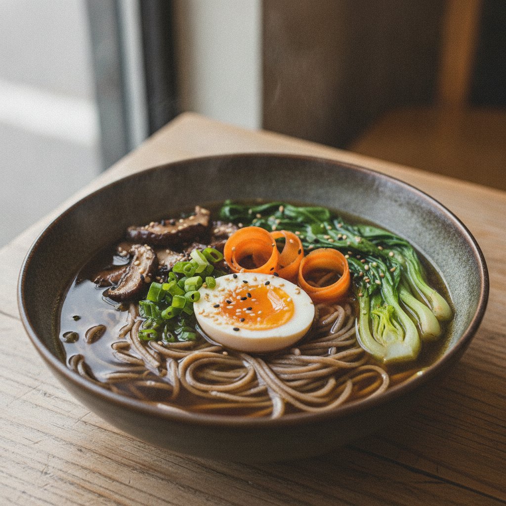 Hot Buckwheat Noodle Soup Bowl