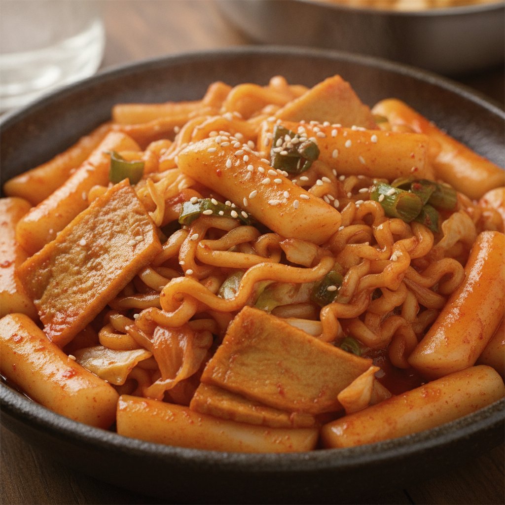 Spicy Rice Cake and Noodle Stir-Fry