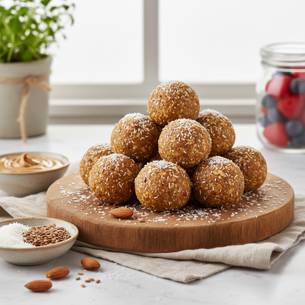 Almond Butter Coconut Flax Balls