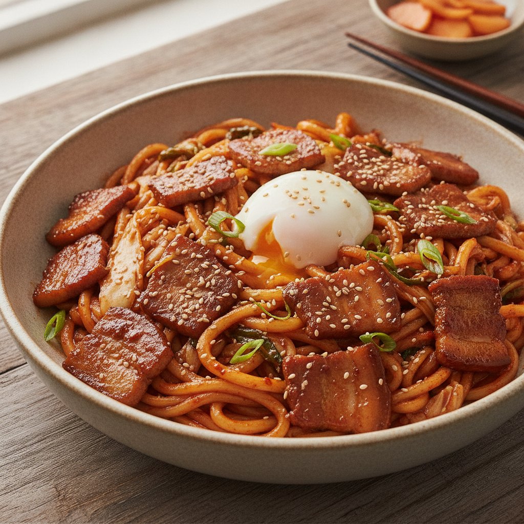 Spicy Pork Belly Noodle Bowl