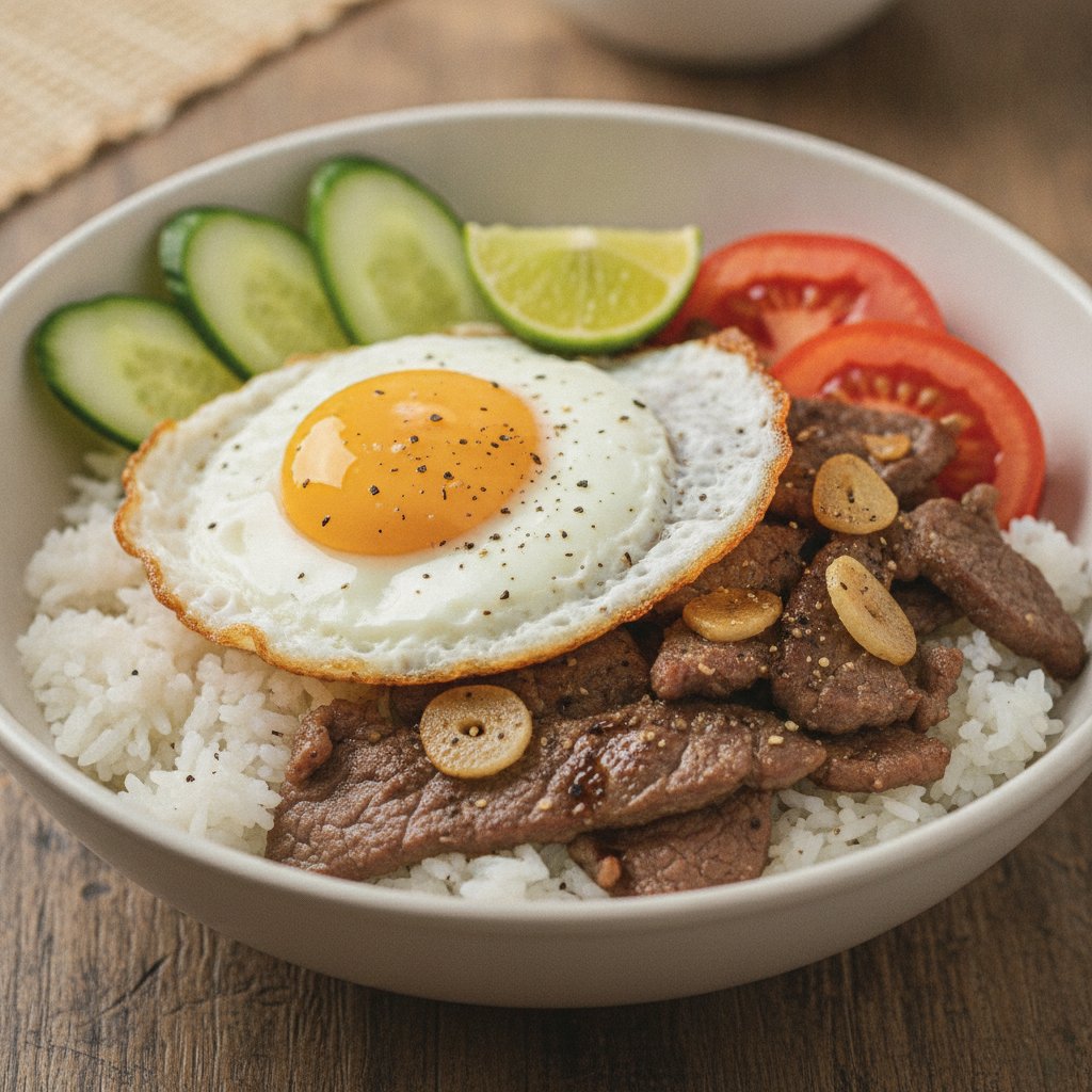 Rice with Beef and Fried Egg (Low-Calorie)