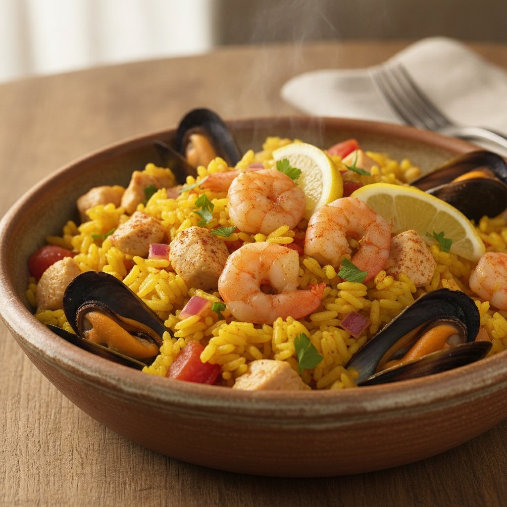 Seafood and Chicken Saffron Rice (Low-Calorie)