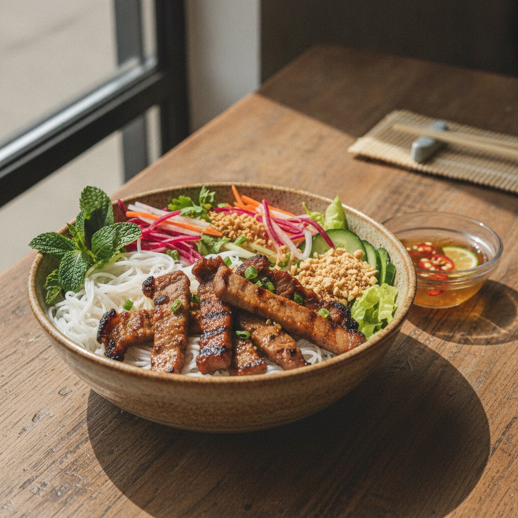 Grilled Pork Rice Noodle Bowl