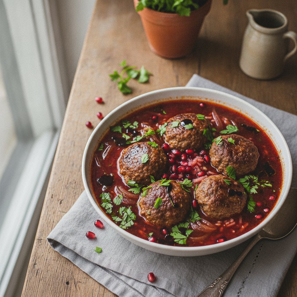 Pomegranate Meatball Soup