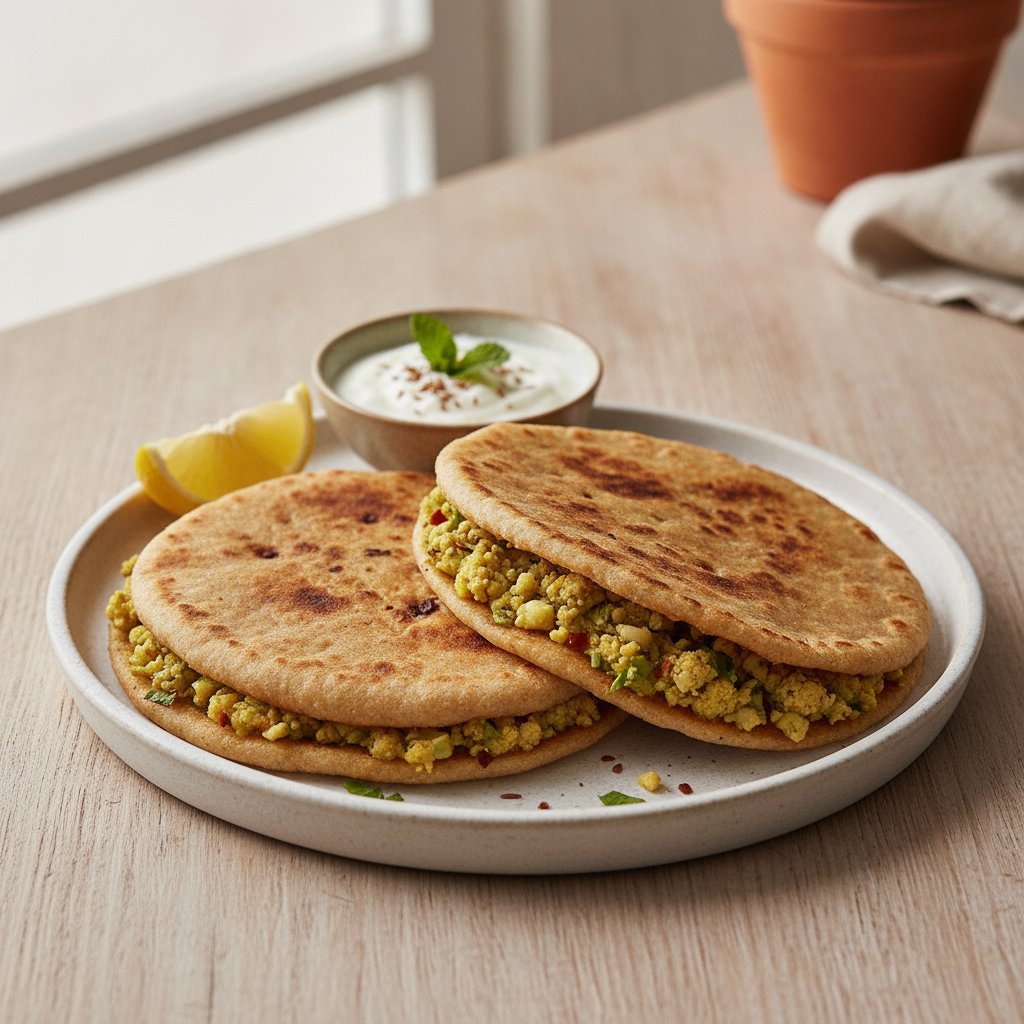 Cauliflower Stuffed Flatbread (Low-Calorie)
