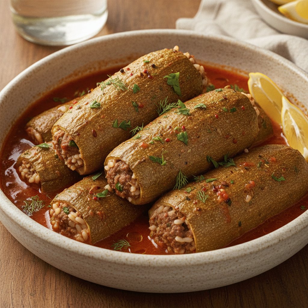 Stuffed Zucchini with Rice and Meat