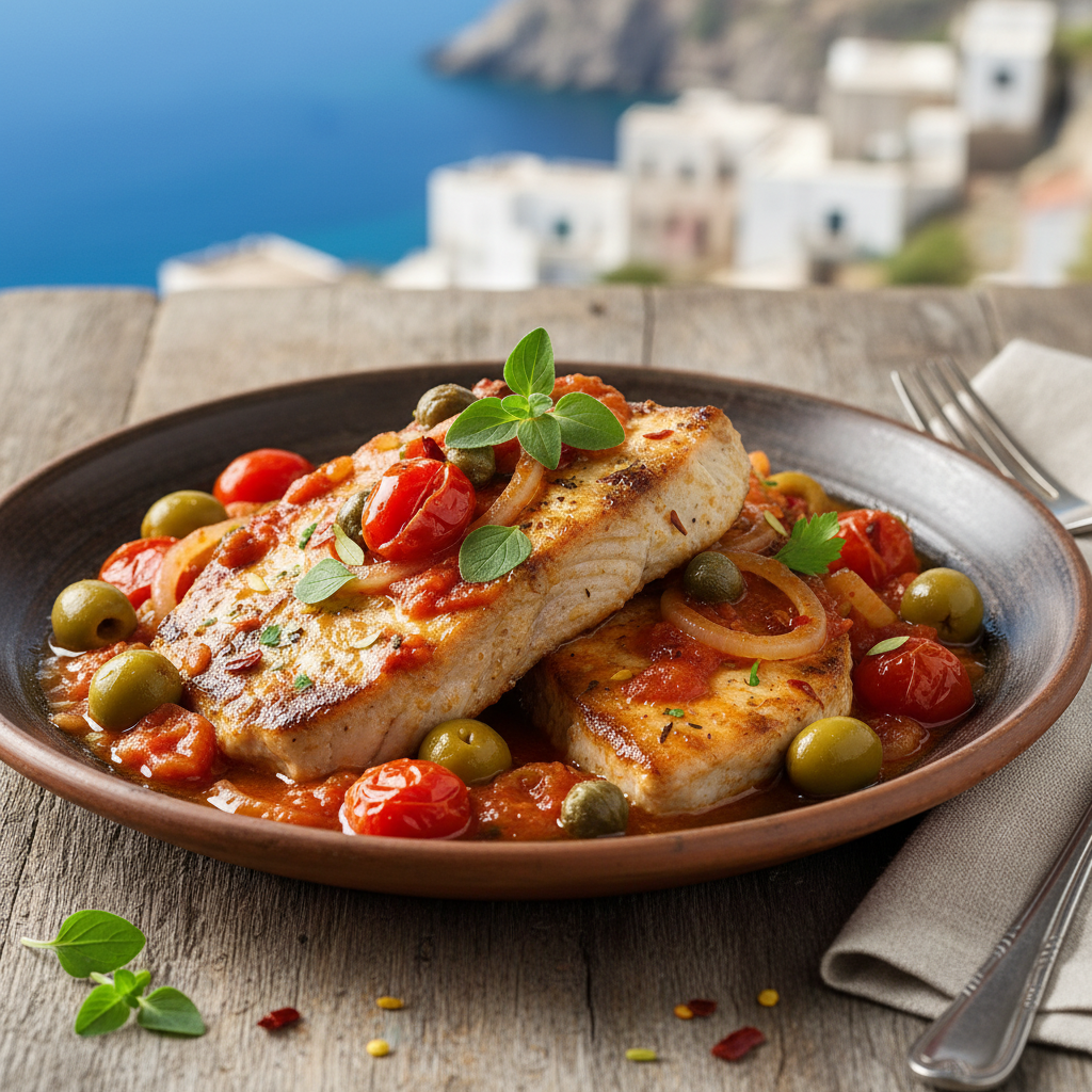 Sicilian Swordfish with Capers and Olives — Pesce Spada alla Ghiotta Messinese