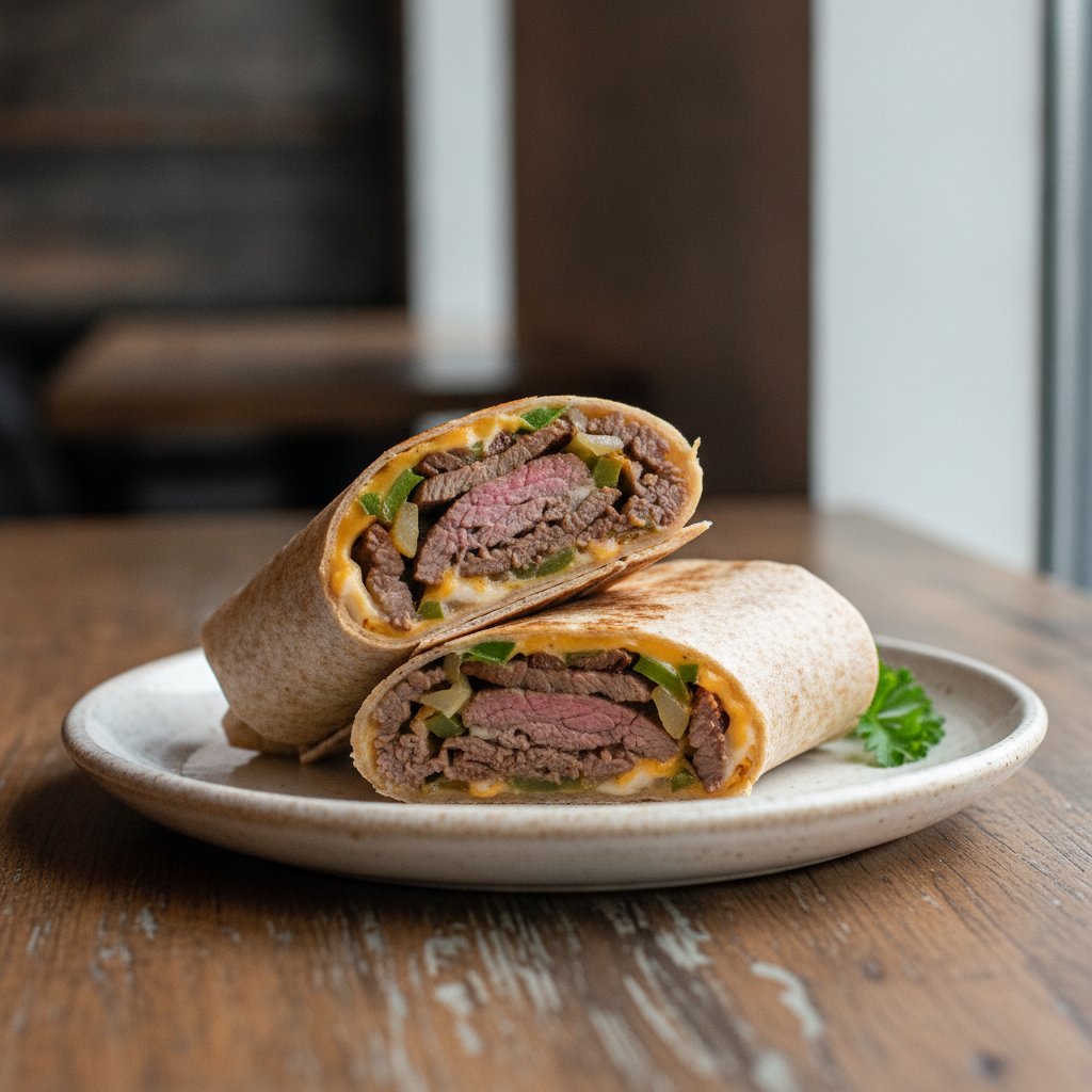 Philly Cheesesteak Wrap (Low-Calorie)