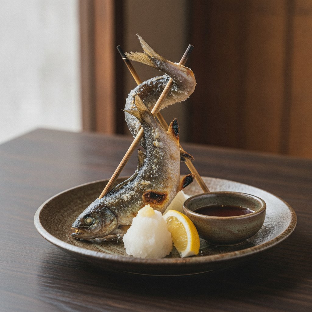 Grilled Sweetfish on Skewers