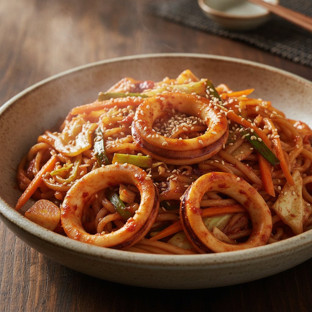 Spicy Squid Noodle Stir-Fry