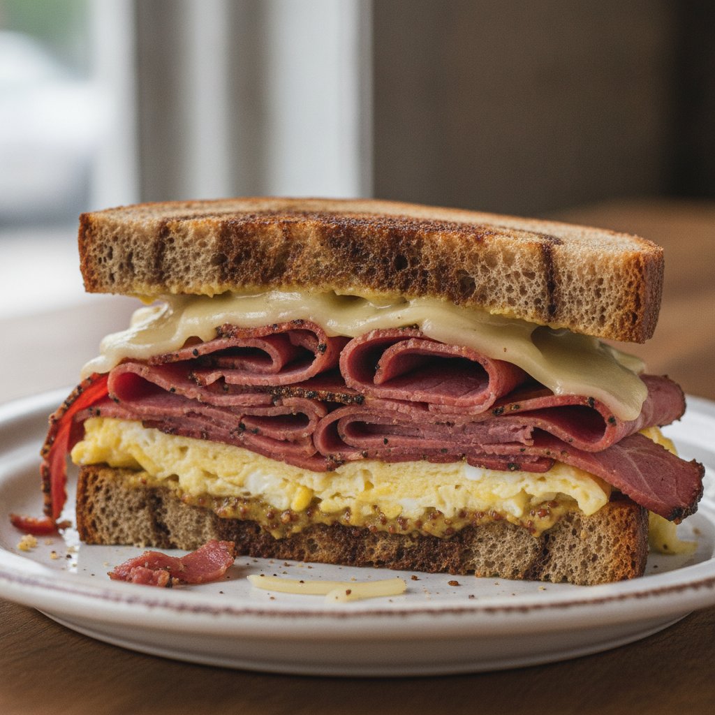 Pastrami and Egg Sandwich