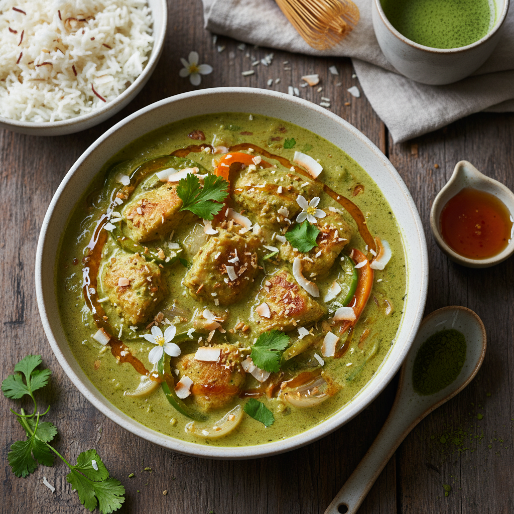 Matcha and Coconut Honey Chicken Curry