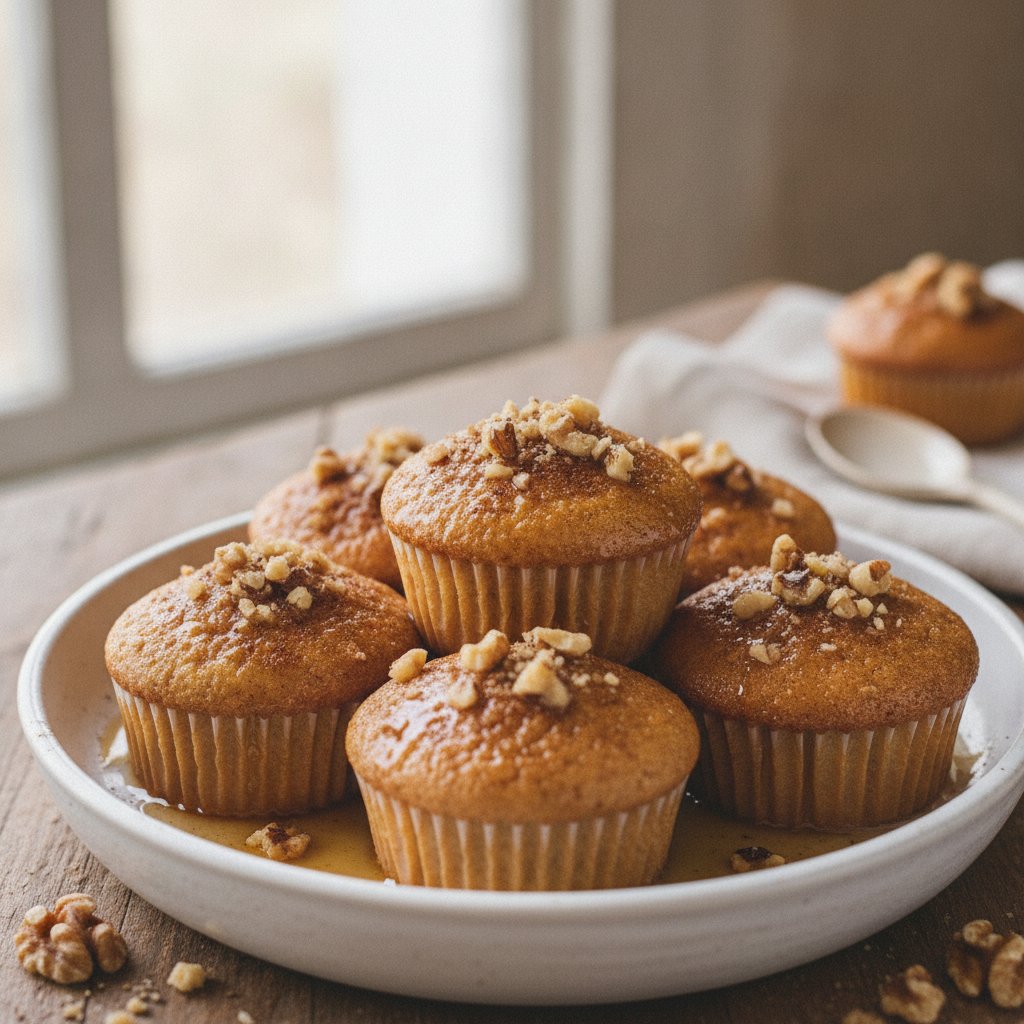 Honey Soaked Semolina Cupcakes